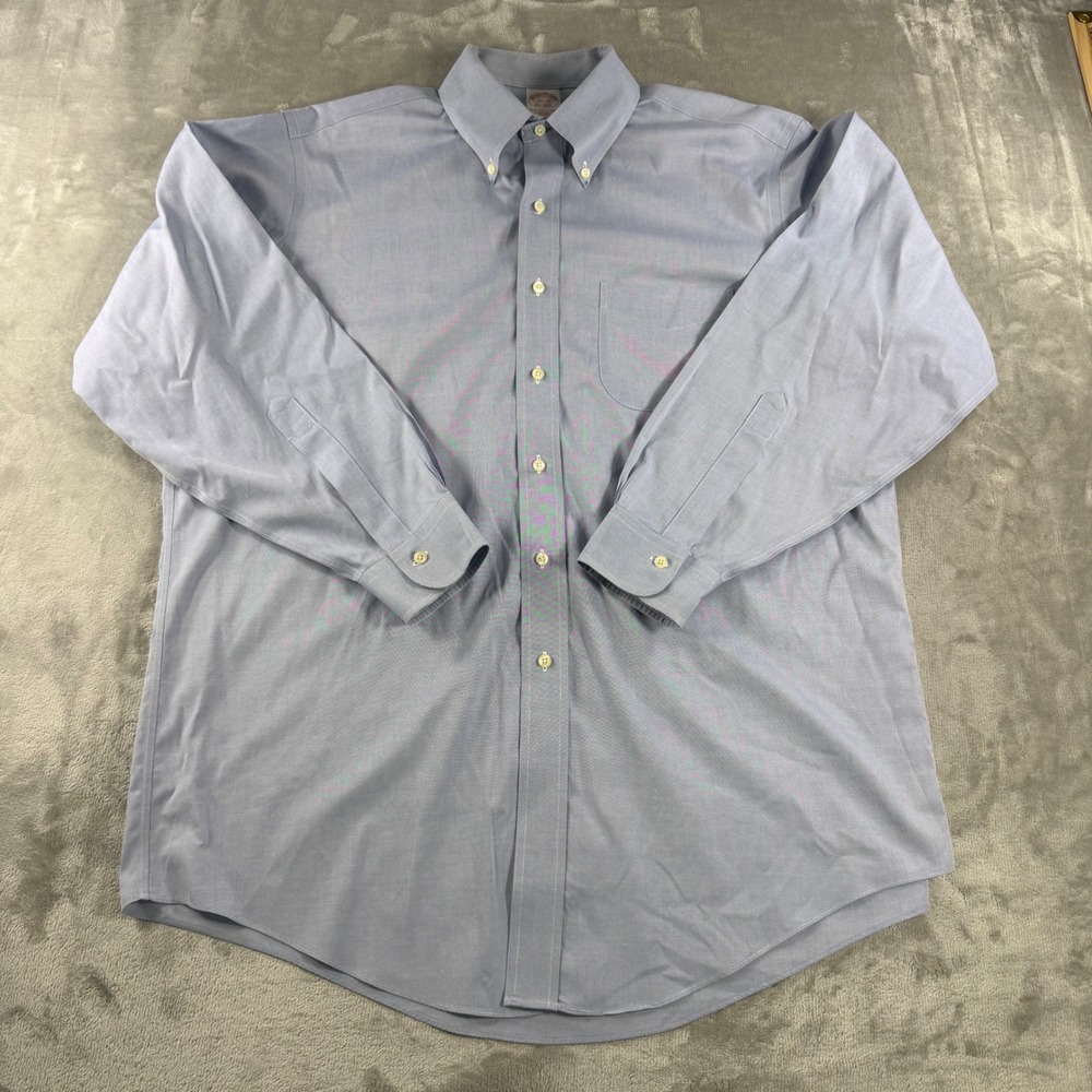 Brooks Brothers Mens 16.5 33 Traditional Fit Non-Iron Blue Oxford Button Down